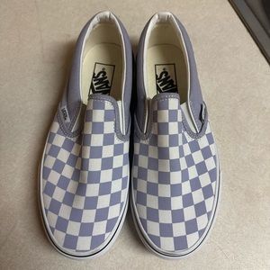 Lilac slip on checkered vans